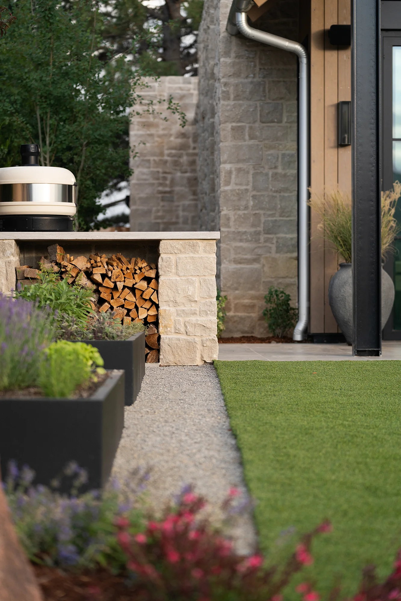 A residential landscape designed by Green Landscape Solutions and photographed by Dane Cronin.
